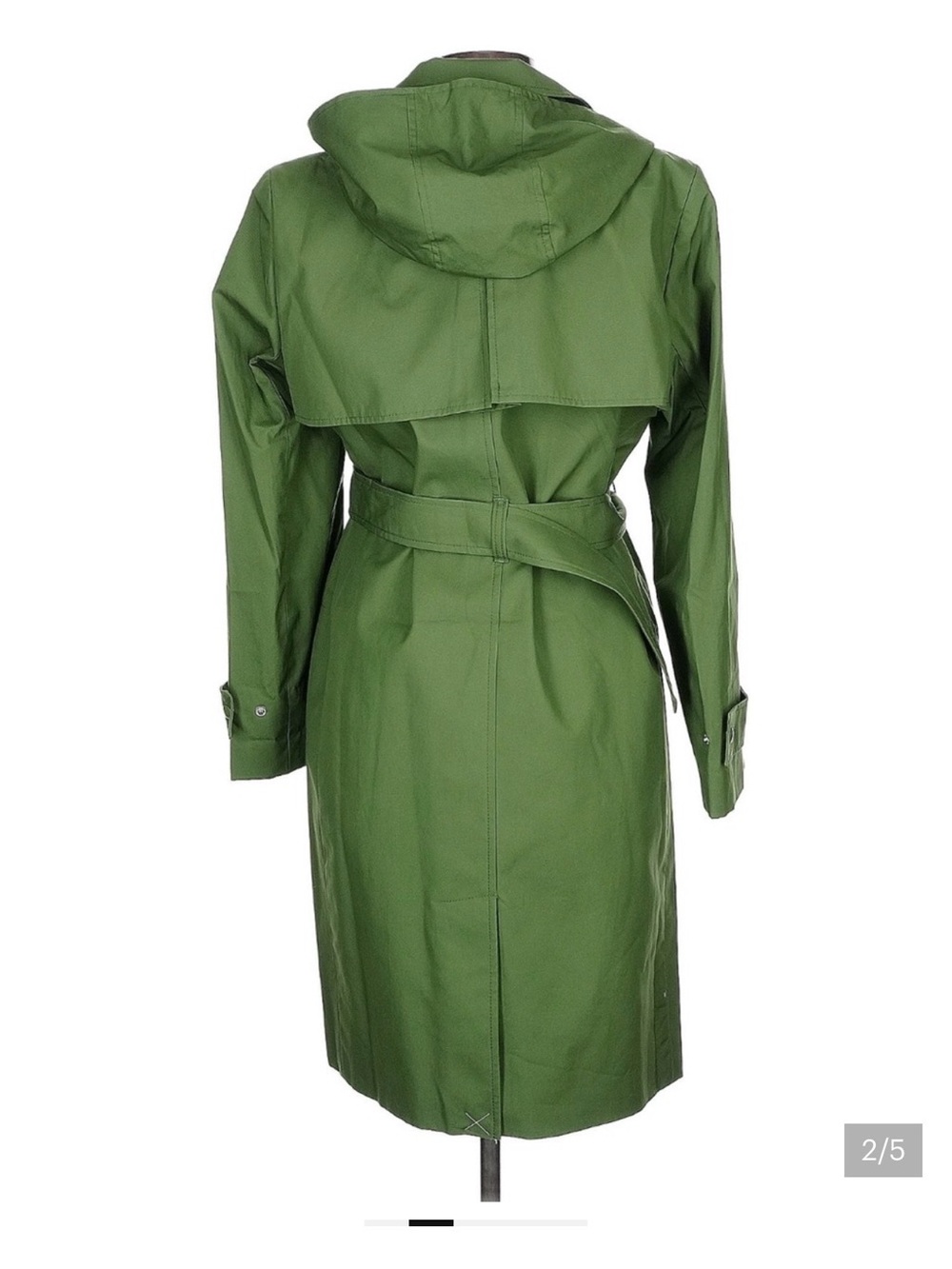 J. Crew Olive Green Trench Coat with Gold Chain Detail - Picture 2 of 6
